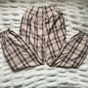 Brown plaid pants